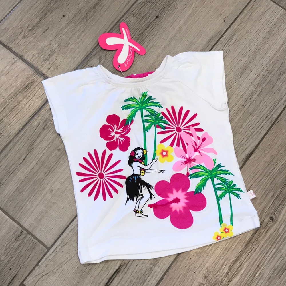 2CHILLIES Kids White Tropical Print Tee